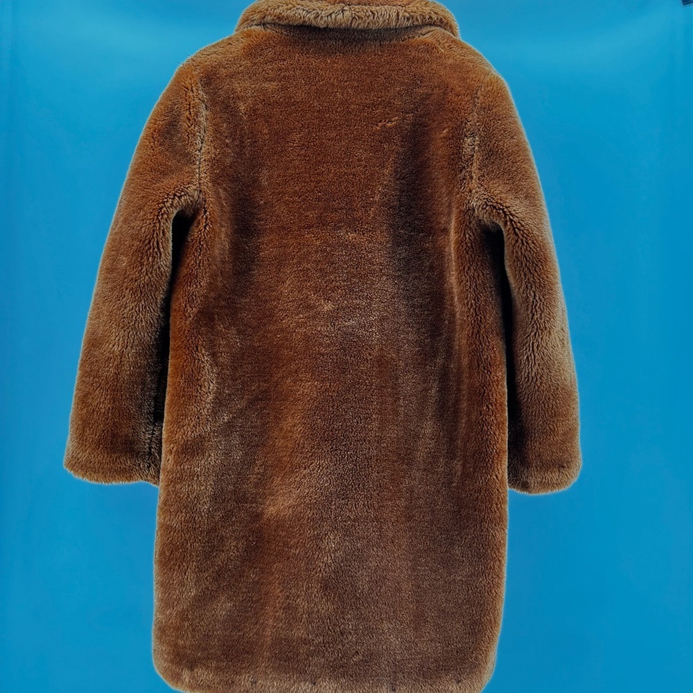 MANGO Faux fur teddy coat - cognac brown size L - Picture 4 of 9